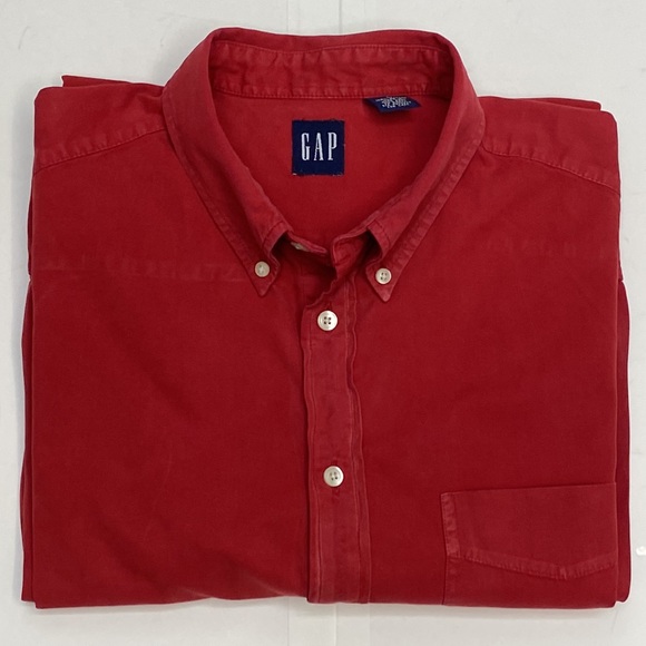 Gap Men's Red Long Sleeve Button Down Shirt - Picture 1 of 7